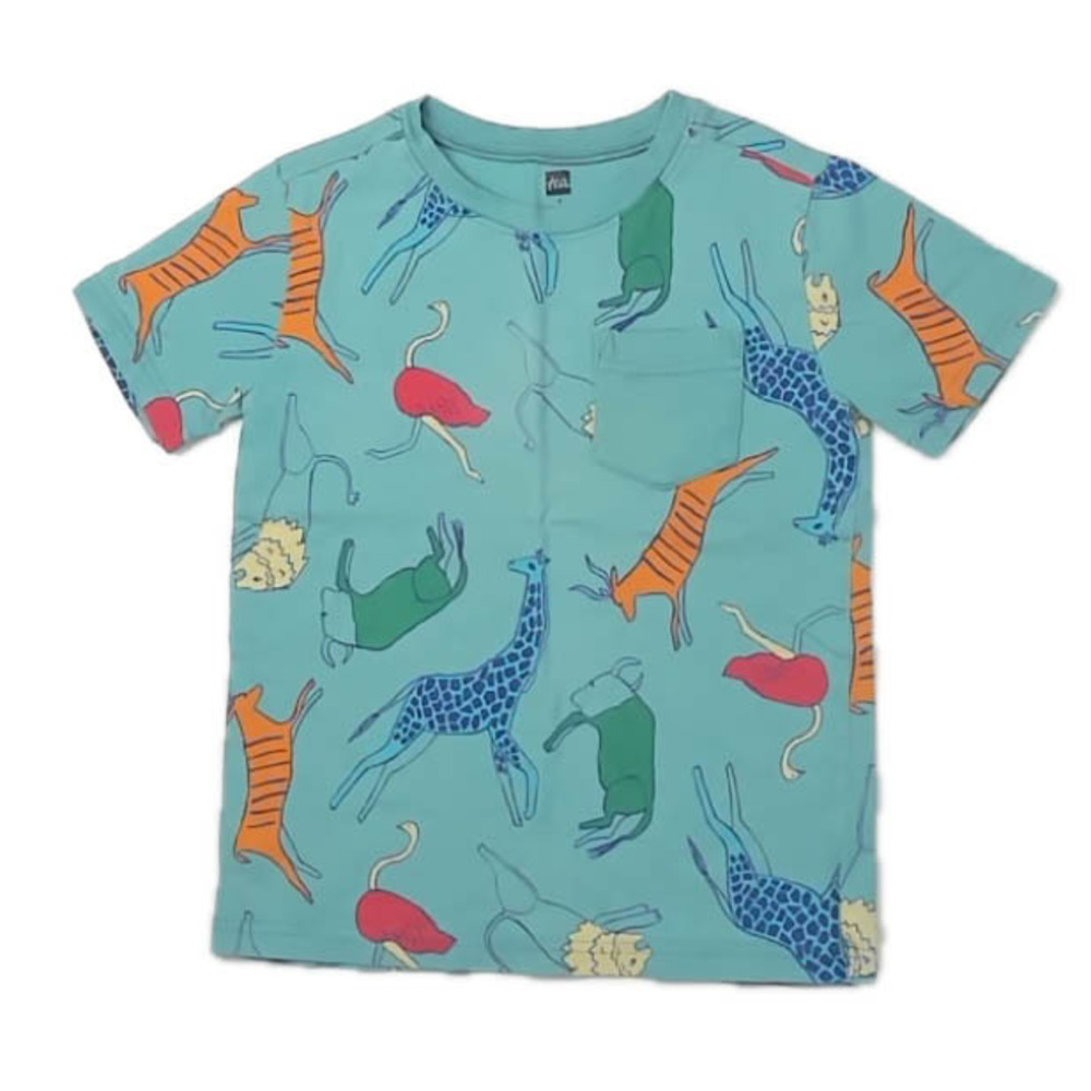 Tea Collection Boys Blue Animals T-Shirt size: 7 Years